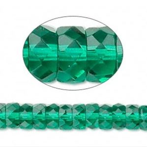 2/$15 Bead Czech Fire-polished Glass Teal 8x4mm Faceted Rondelle Tube